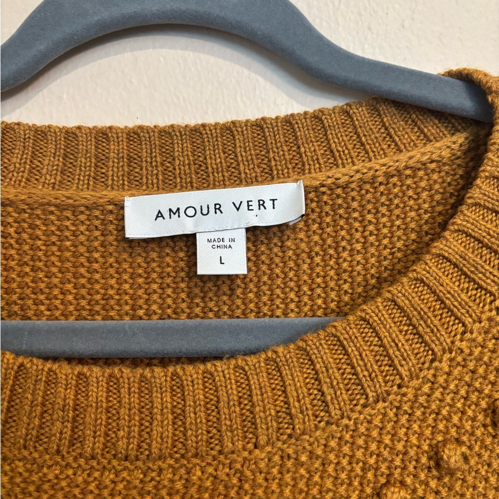 Deep Mustard Yellow Wool Sweater, Comfy Cozy Indie Boho, Woman’s size L - Picture 2 of 6